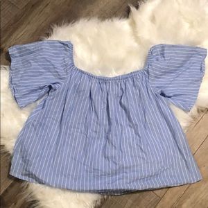 express striped off the shoulder blouse small